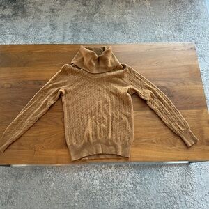 J.CREW Women's Cableknit Turtleneck Sweater Beige Size S